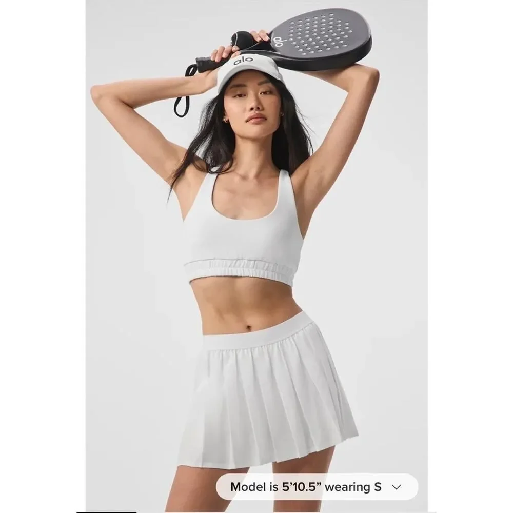 alo yoga varsity tennis skirt white Large